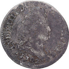 France, Louis XIV, 5 Sols aux insignes, 1702, Paris, réformé, Silver
