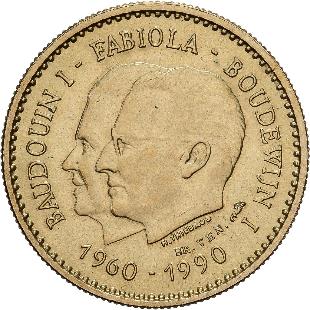 Belgia, Token, Baudouin Ier et Fabiola, 1990, Miedzionikiel Aluminium, AU(55-58)