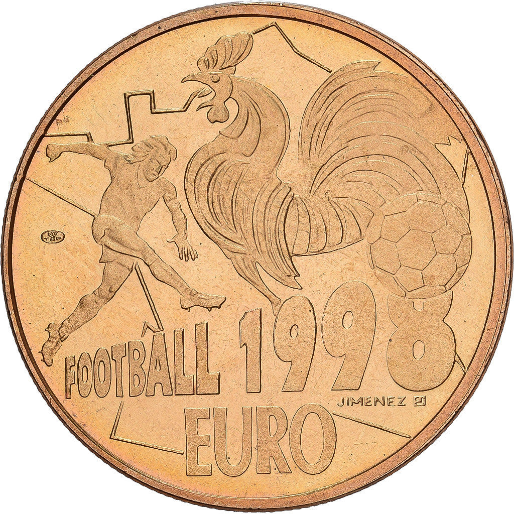 France, Medal, 10 Euro, Football, 1998, Copper Gilt, MS(65-70)