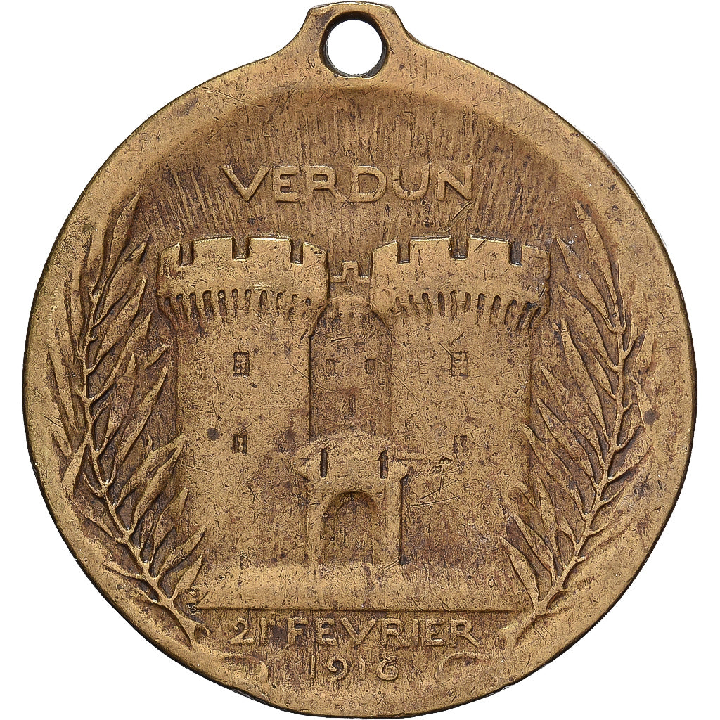 França, medalha, Verdun , On ne passe pas, 1916, Bronze, Vernier, AU(50-53)