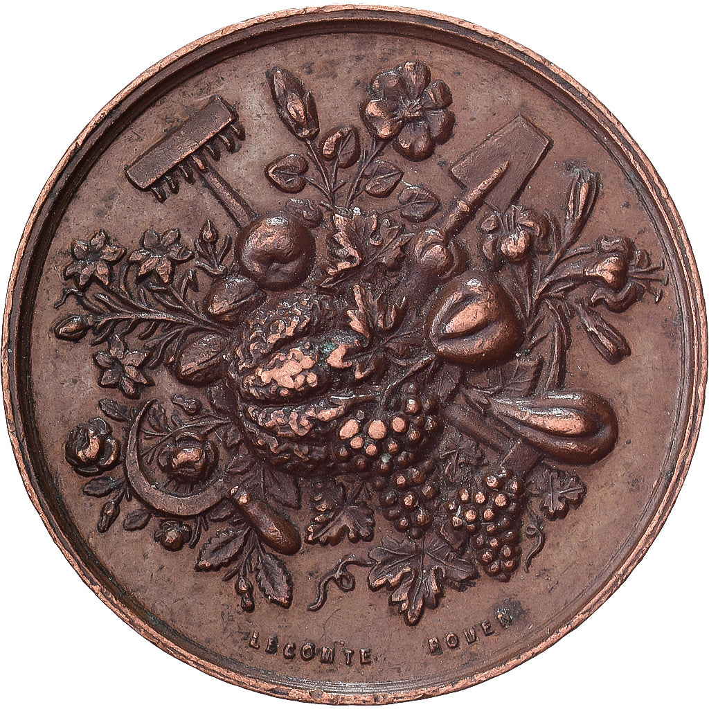 France, Jeton, Société Impériale d'Horticulture de Rouen, 1836, Cuivre, TTB