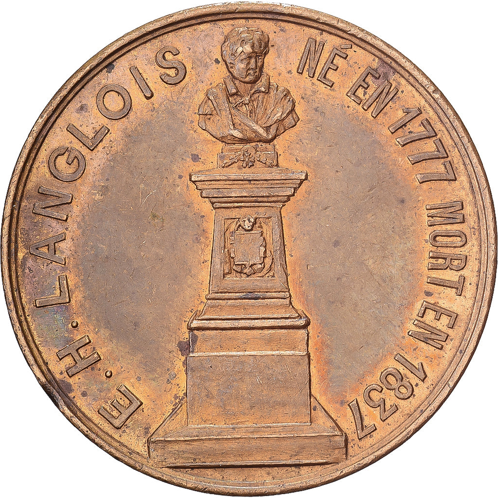 Frankrijk, Medaille, Eustache-Hyacinthe Langlois du Pont de l'Arche, 1837, Tin