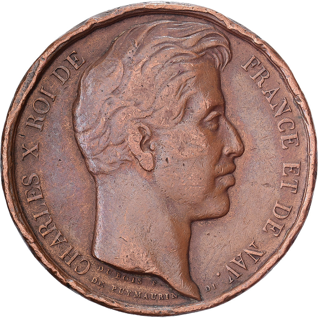 France, Medal, Charles X au Camps de Saint-Omer, 1827, Copper, De Puymaurin