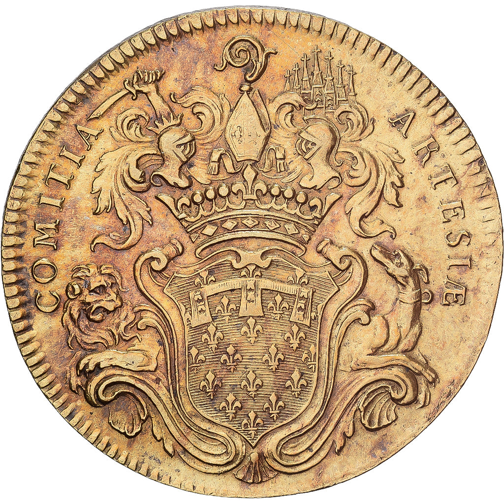 France, Token, Louis XV, États d'Artois, (1756), Brass, AU(50-53)