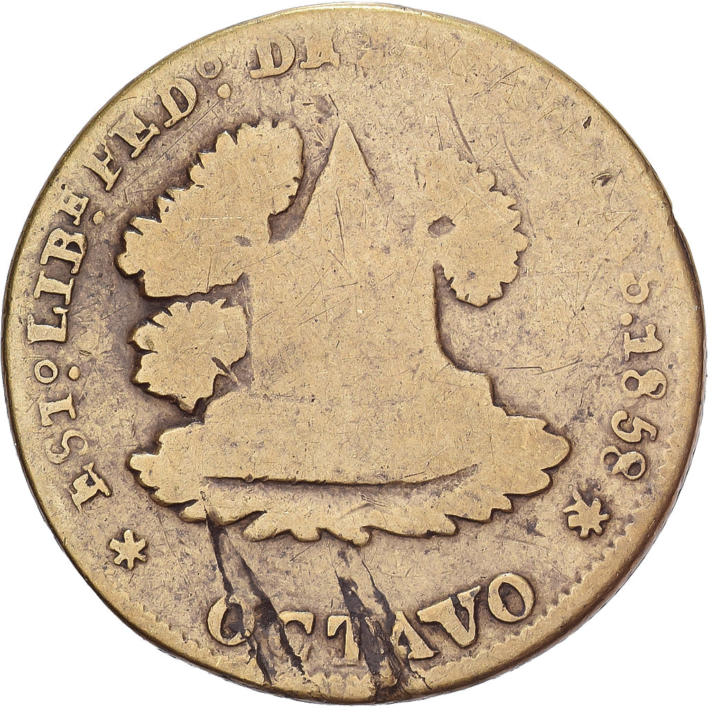 Mexico, 1/8 Real, Octavo Zacatecas, 1858, Zacatecas, Tin, ZG+