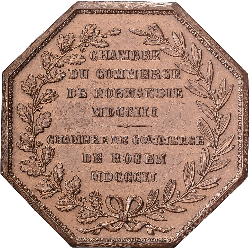 France, Token, Chambre de Commerce de Rouen, 1802, Bronze, Lecomte, AU(50-53)