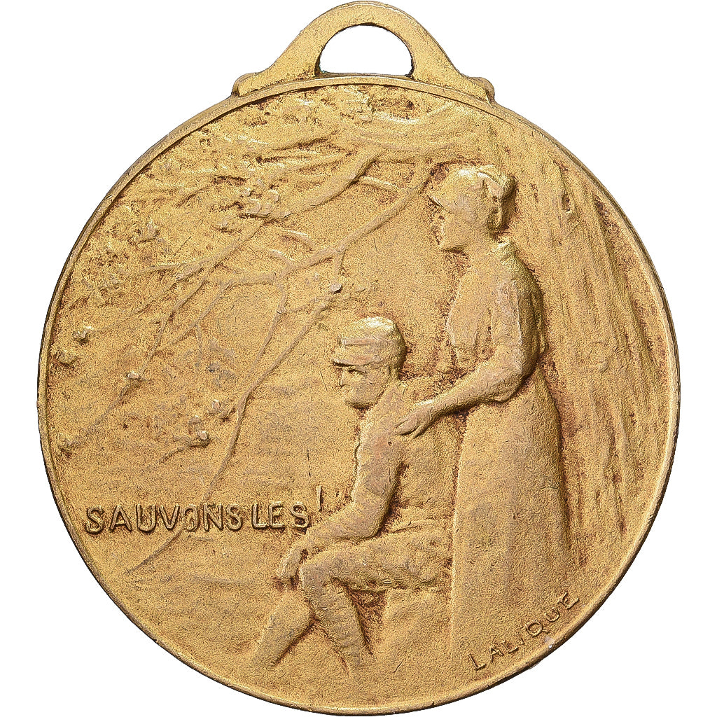 France, Medal, Sauvons les, Gilt Bronze, Lalique, AU(50-53)