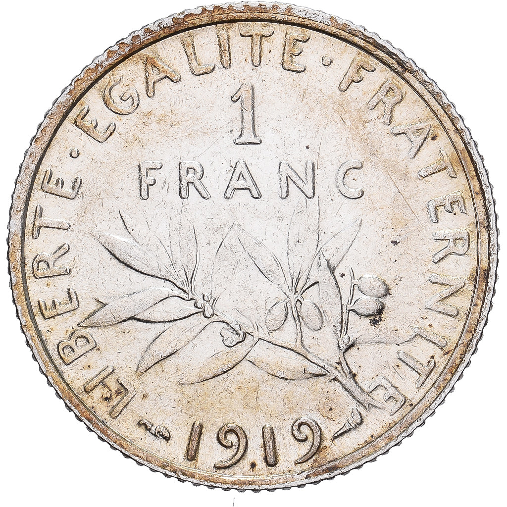 France, Franc, Semeuse, 1919, Paris, Silver, AU(55-58), Gadoury:467, KM:844.1
