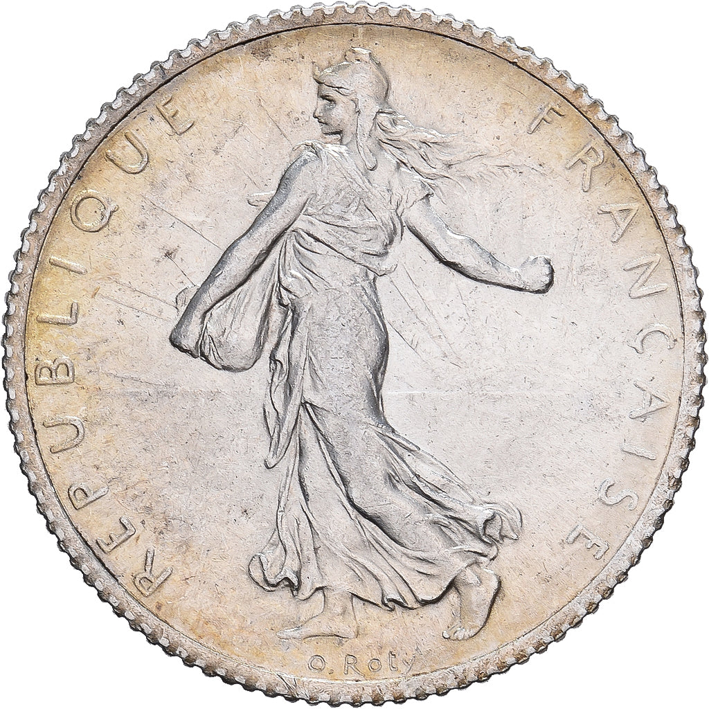France, Franc, Semeuse, 1917, Paris, Silver, AU(55-58), Gadoury:467, KM:844.1