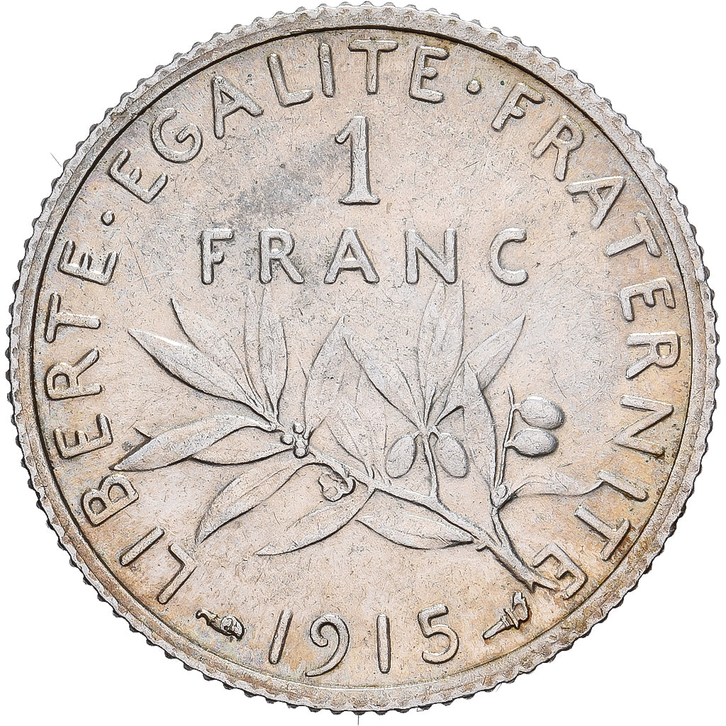 France, Franc, Semeuse, 1915, Paris, Silver, AU(55-58), Gadoury:467, KM:844.1