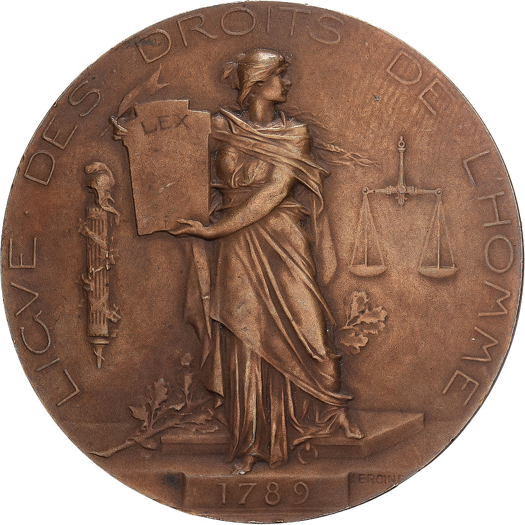 Francia, medaglia, Ligue des Droits de l'Homme, Bronzo, Jules-Edouard Roiné