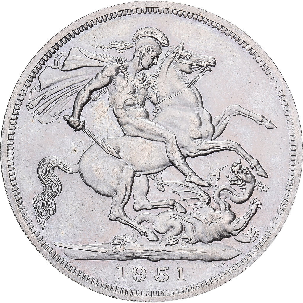 Gran Bretaña, George VI, 5 Shillings, 1951, Cobre - níquel, SC