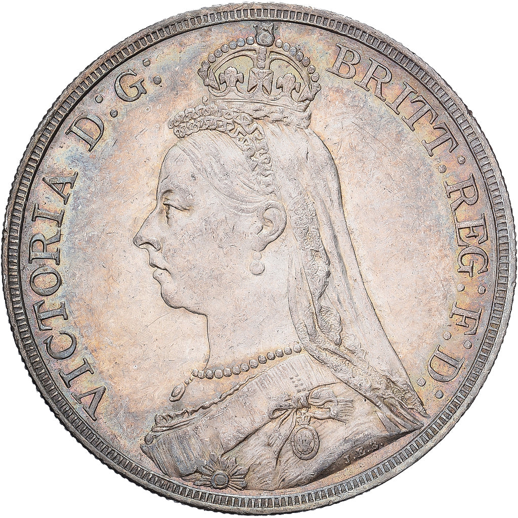 Great Britain, Victoria, Crown, 1887, AU(55-58), Silver, KM:765
