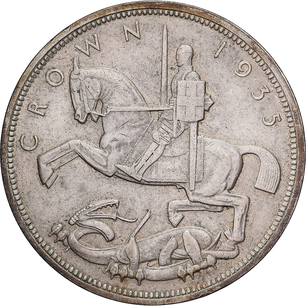 Gran Bretaña, George V, Crown, 1935, Plata, MBC+, KM:842