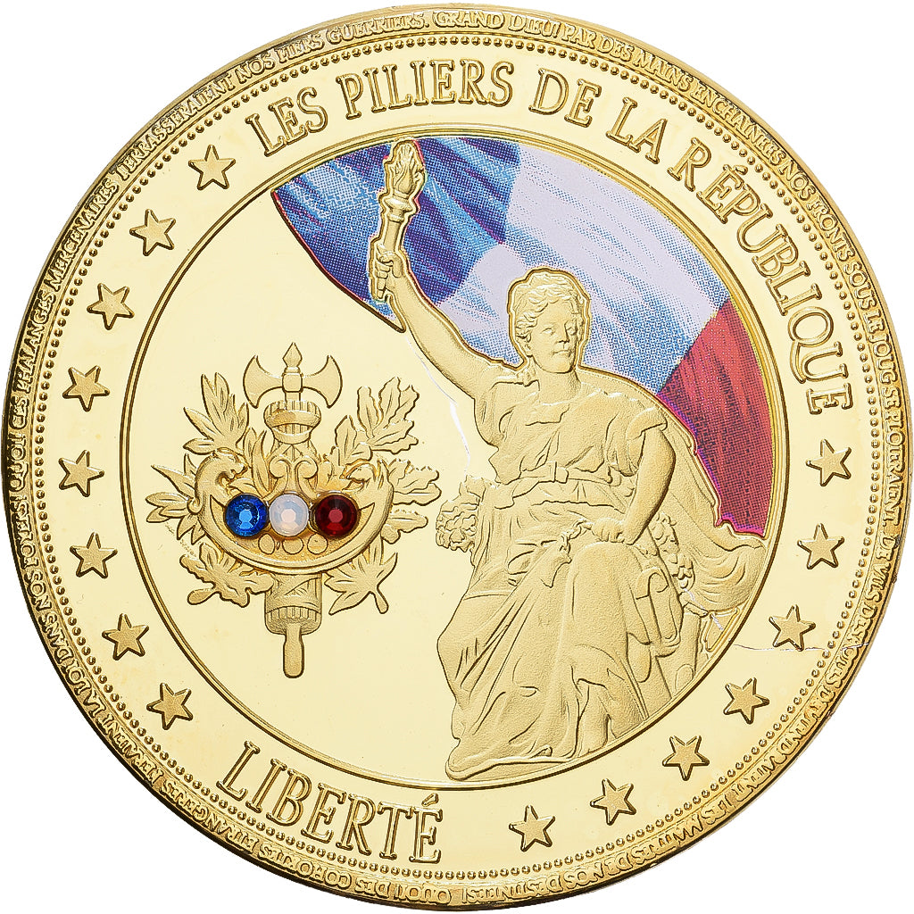 Francia, medaglia, Les Piliers de la république, Liberté, 2016, Rame dorato