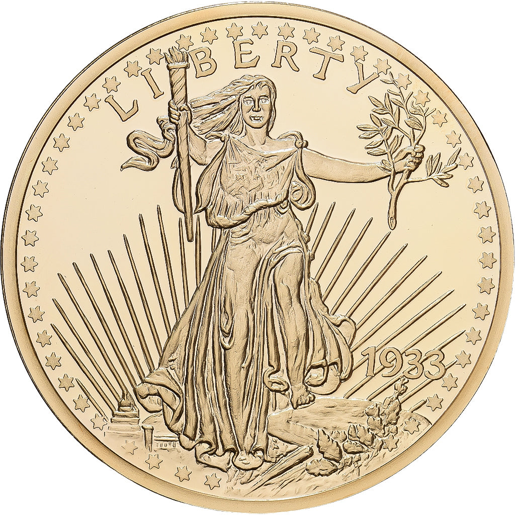 França, Medal, Reproduction Twenty Dollar Liberty, MS(65-70), Cobre Dourado