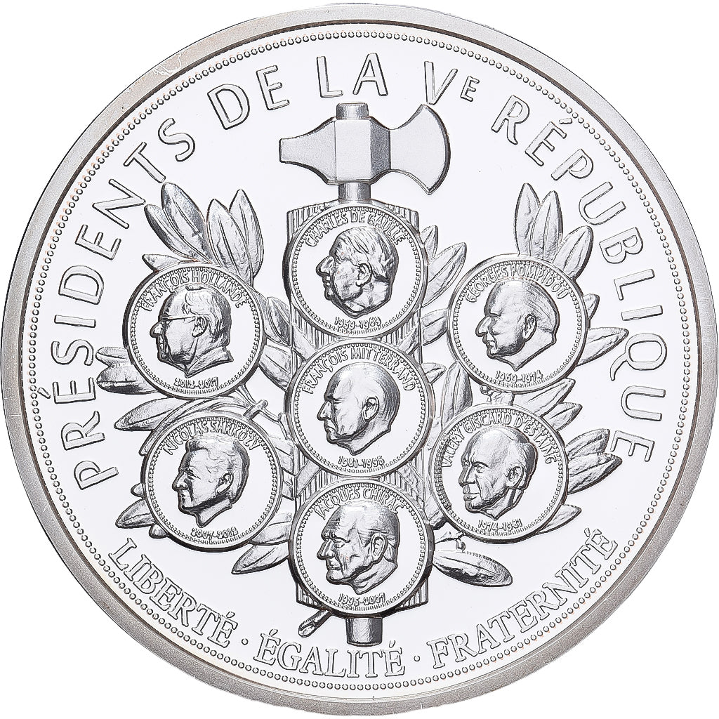 França, medalha, Les Présidents de la Vème République, Prata Cromada a