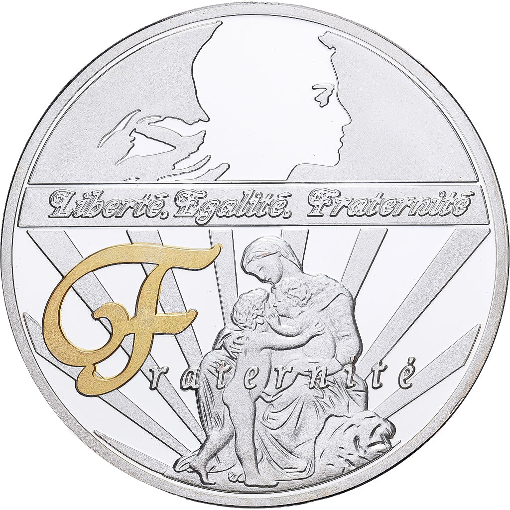 França, medalha, Les Symboles de la République Française, Fraternité, Prata