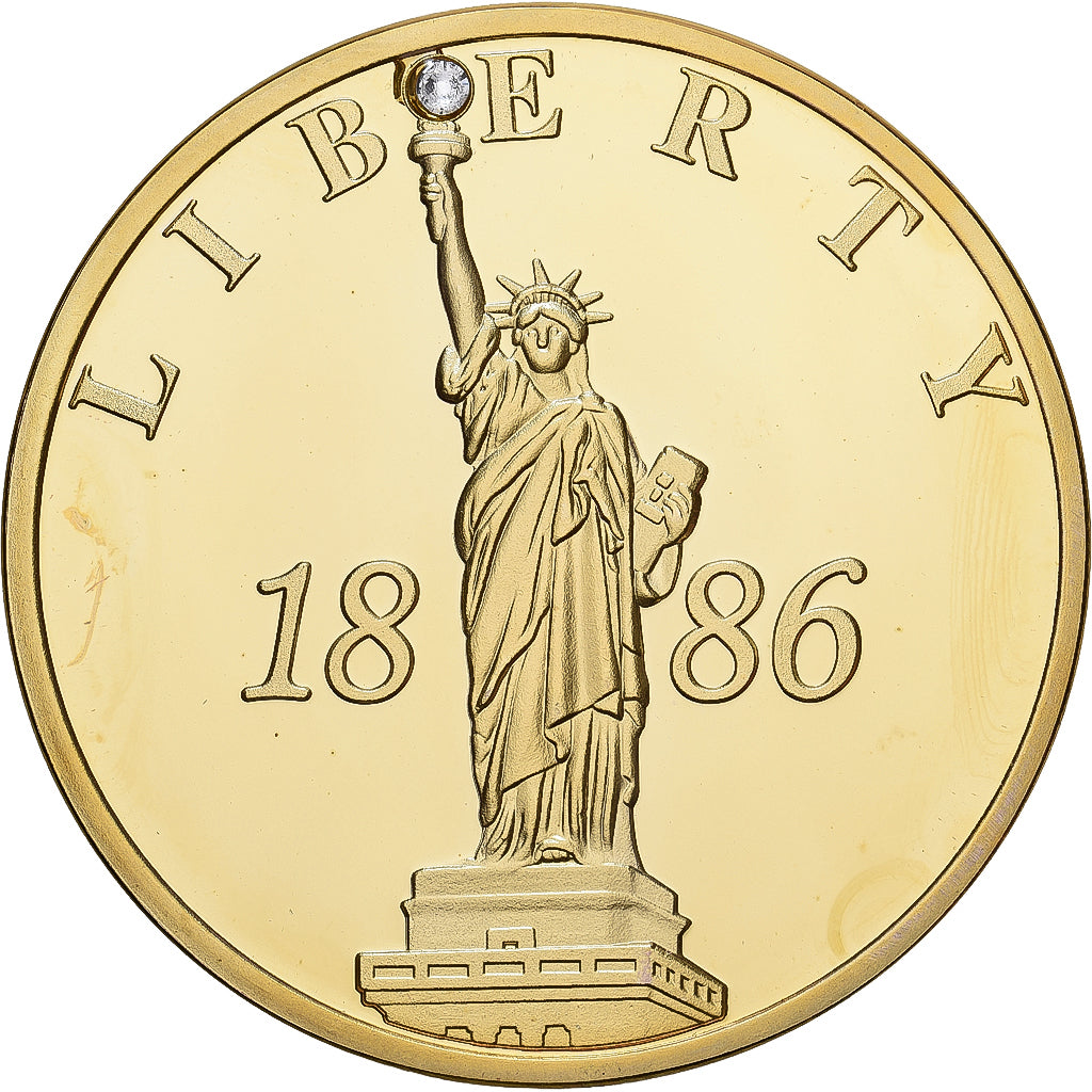 Stati Uniti, medaglia, Statue of Liberty, 125 Ans, Rame dorato, FDC