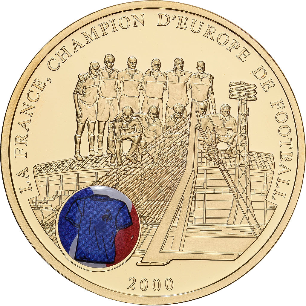 França, medalha, Football, la France, Champion d'Europe, 2000, Cobre-Níquel