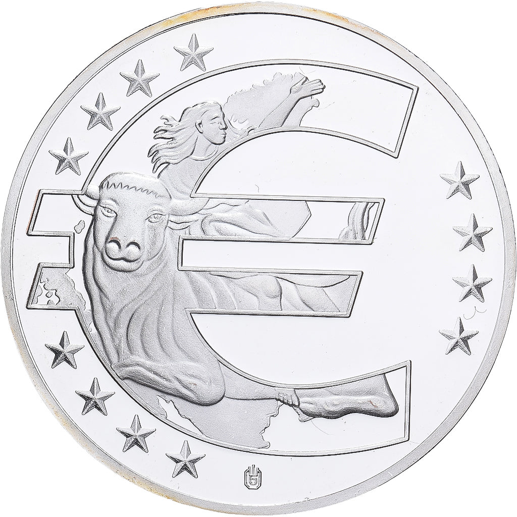 França, medalha, L'Europe, 2002, Prata Cromada a Cobre, MS(65-70)