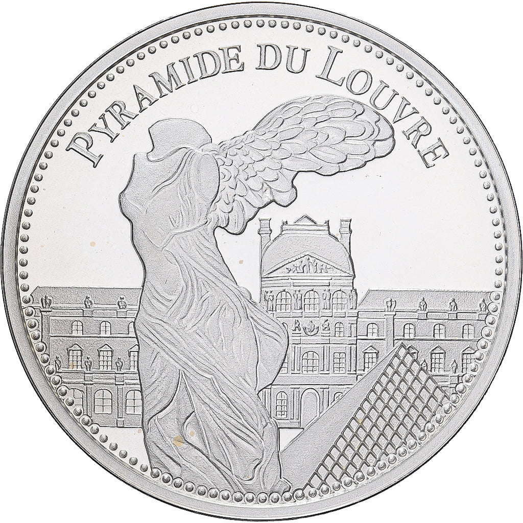 França, medalha, Pyramide du Louvres, Paris, Prata, MS(65-70)