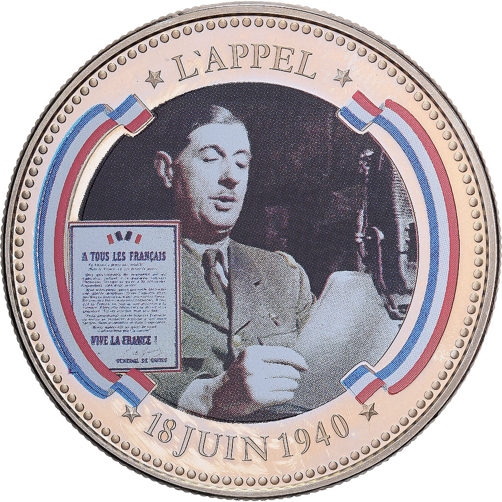 Francia, medaglia, Charles De Gaulle, Appel du 18 juin 1940, Rame-nichel, FDC