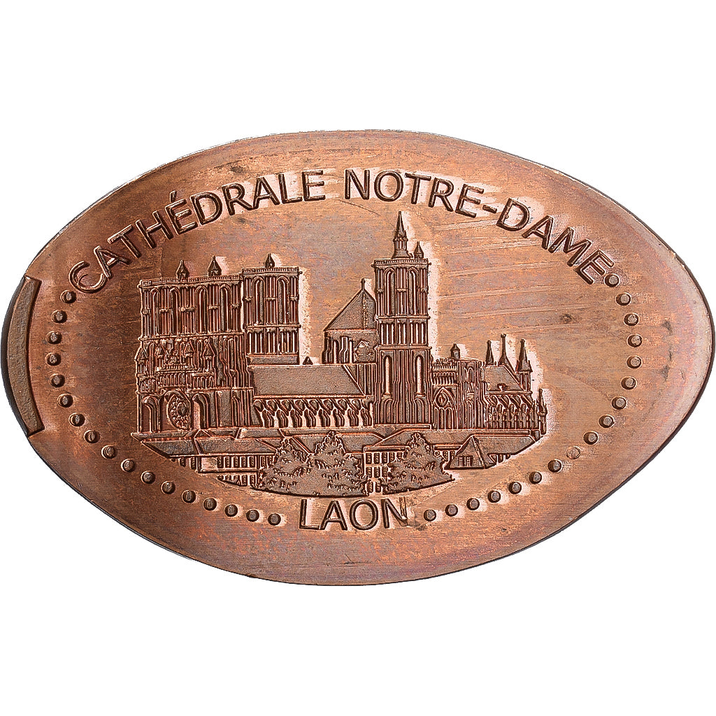 France, Elongated Coin, Cathédrale Notre Dame de Laon, Copper, AU(55-58)