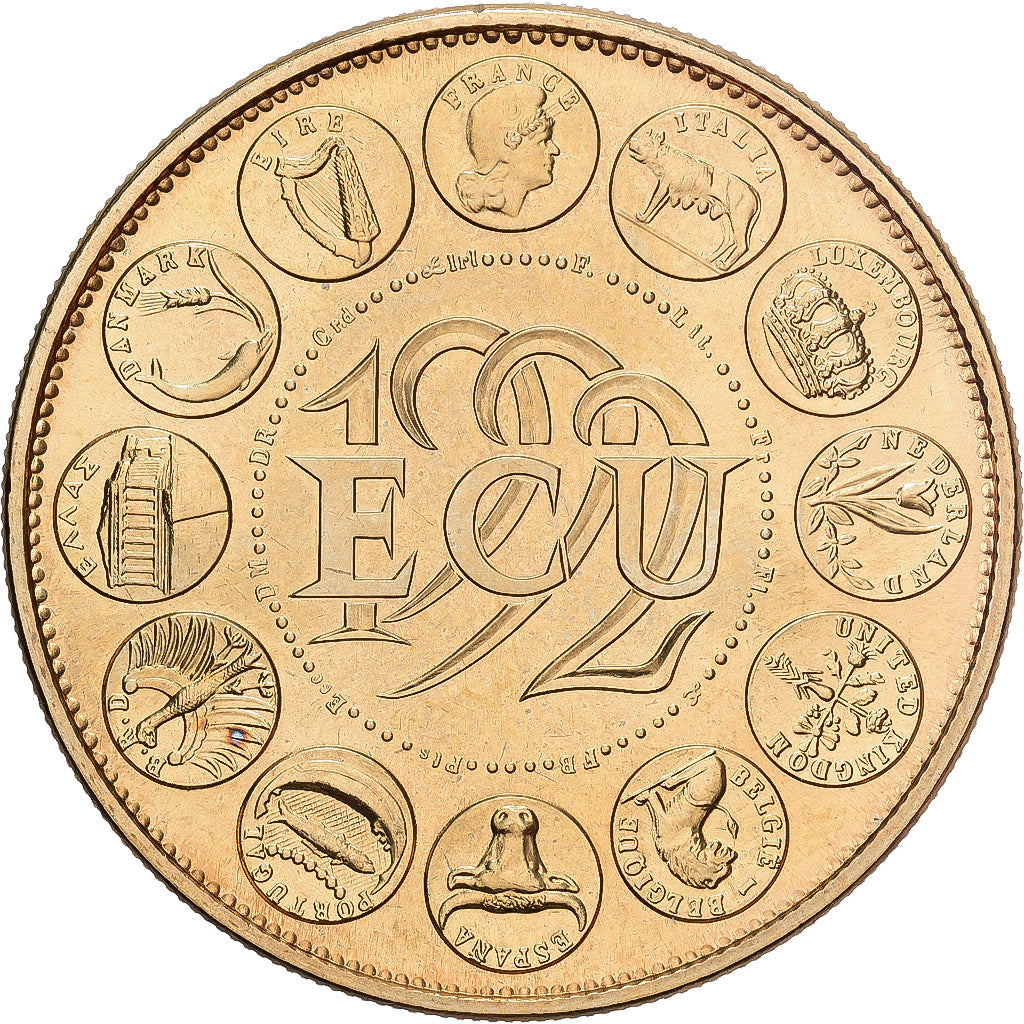 Francia, medaglia, Ecu Europa, Marianne, 1992, Doratura in rame-nichel, Rodier