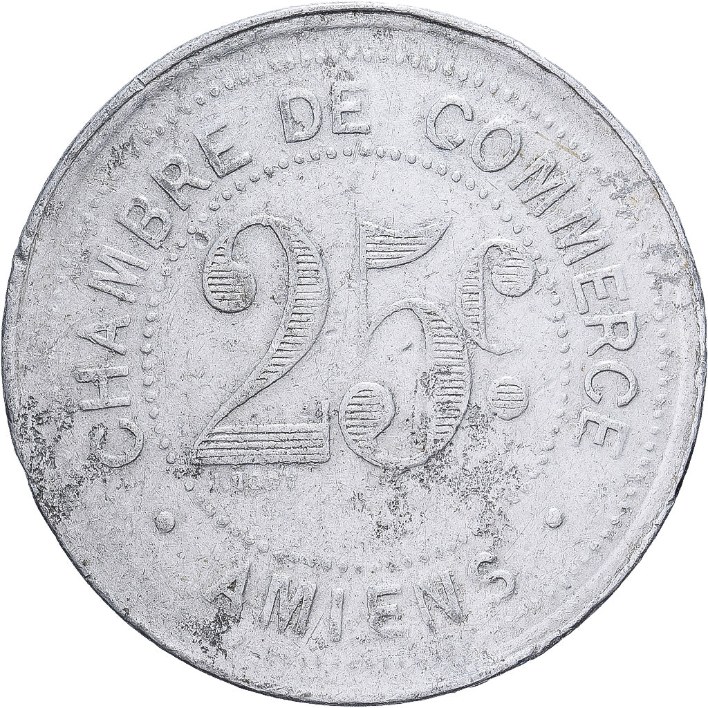 Francia, 25 Centimes, Chambre de Commerce d'Amiens, 1920, Alluminio, BB