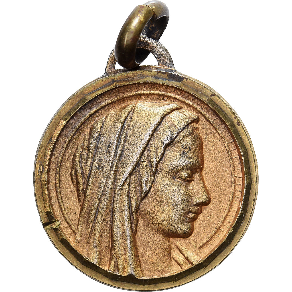 Francia, medaglia, Notre Dame de Lourdes, Gilt Metal, BB