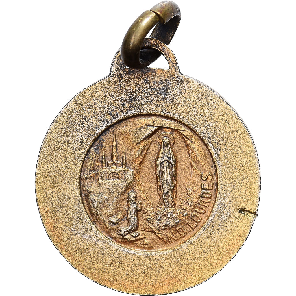 Francia, medaglia, Notre Dame de Lourdes, Gilt Metal, BB