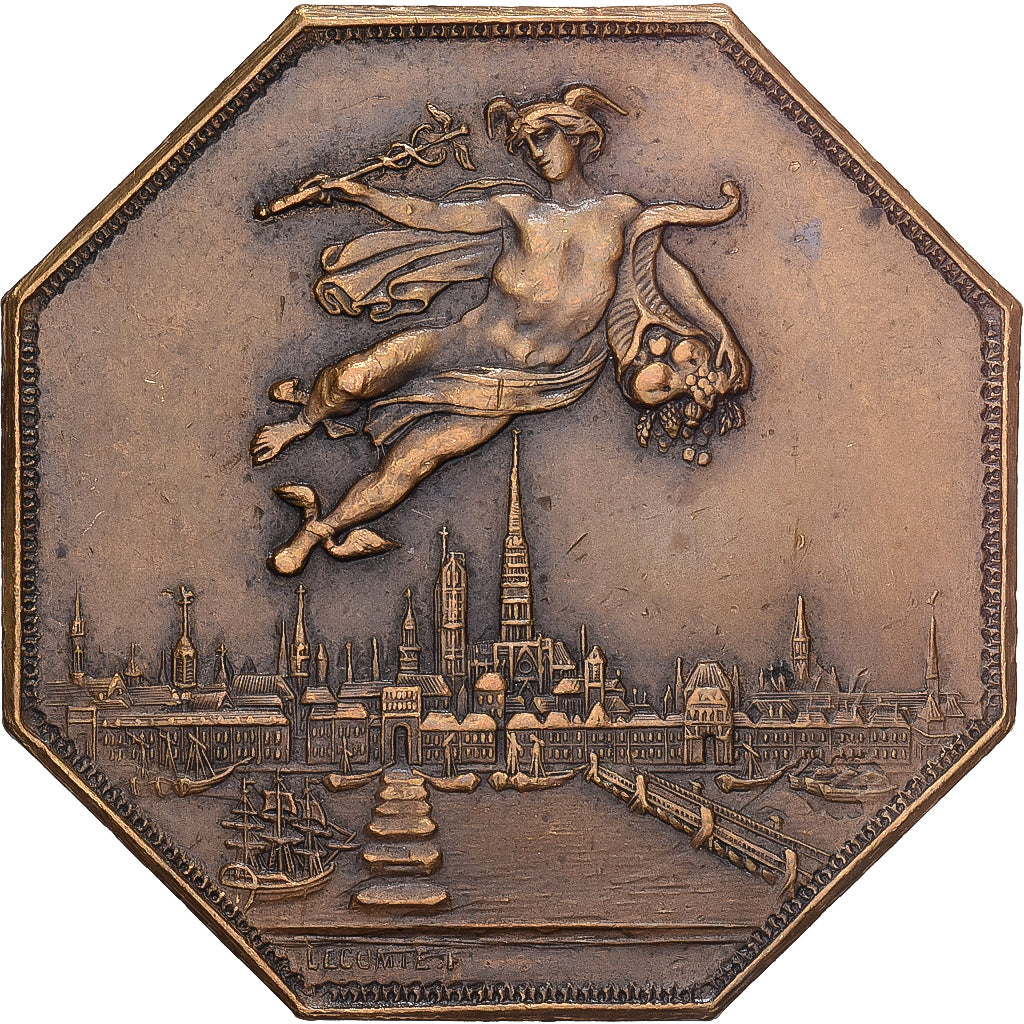 Francia, zeton, Chambre de Commerce de Rouen, 1802, Bronce, Lecomte, MBC+