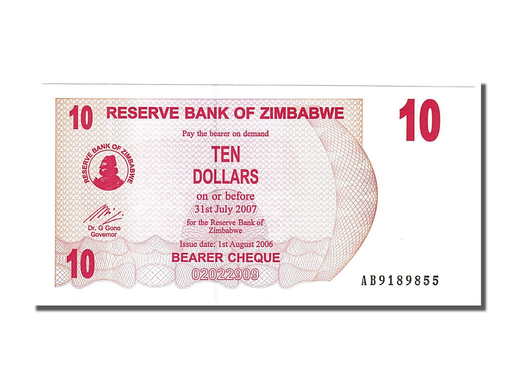 Billete, 10 Dollars, 2006, Zimbabue, 2006-08-01, UNC