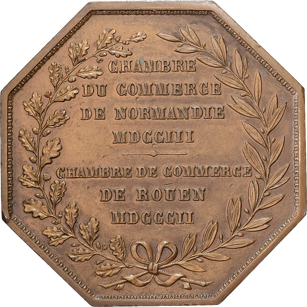 Frankrijk, Token, Chambre de Commerce de Rouen, 1802, Bronzen, Lecomte, PR