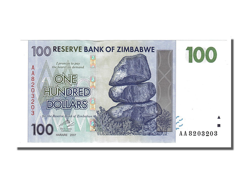 Billete, 100 Dollars, 2007, Zimbabue, UNC