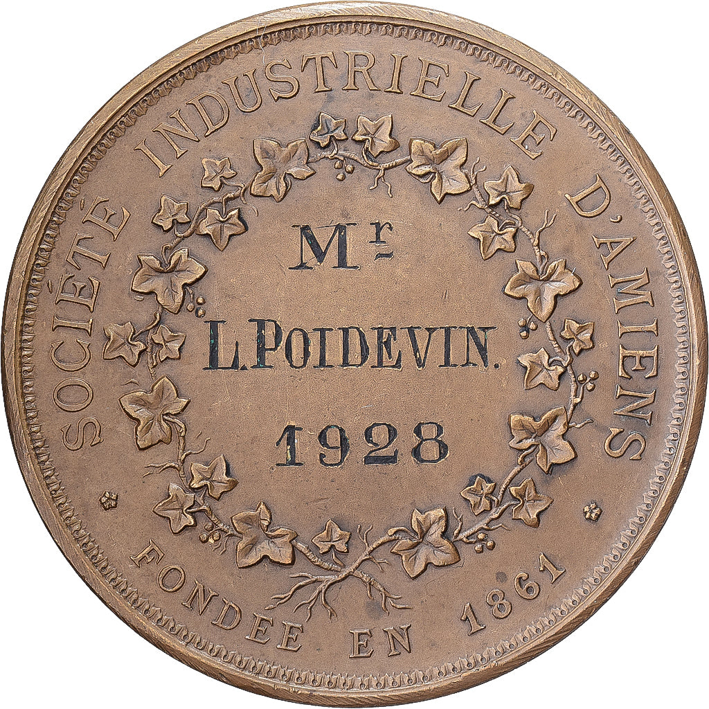 Francja, medal, Société Industrielle d'Amiens, 1928, Brązowy, AU(55-58)
