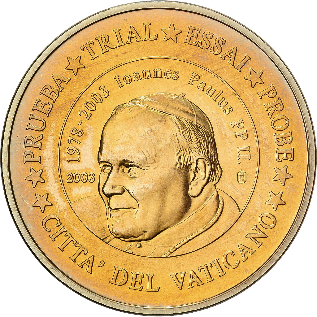 Vatican, Medal, 50 C, Essai-Trial Jean Paul II, 2003, Copper-Nickel Gilt