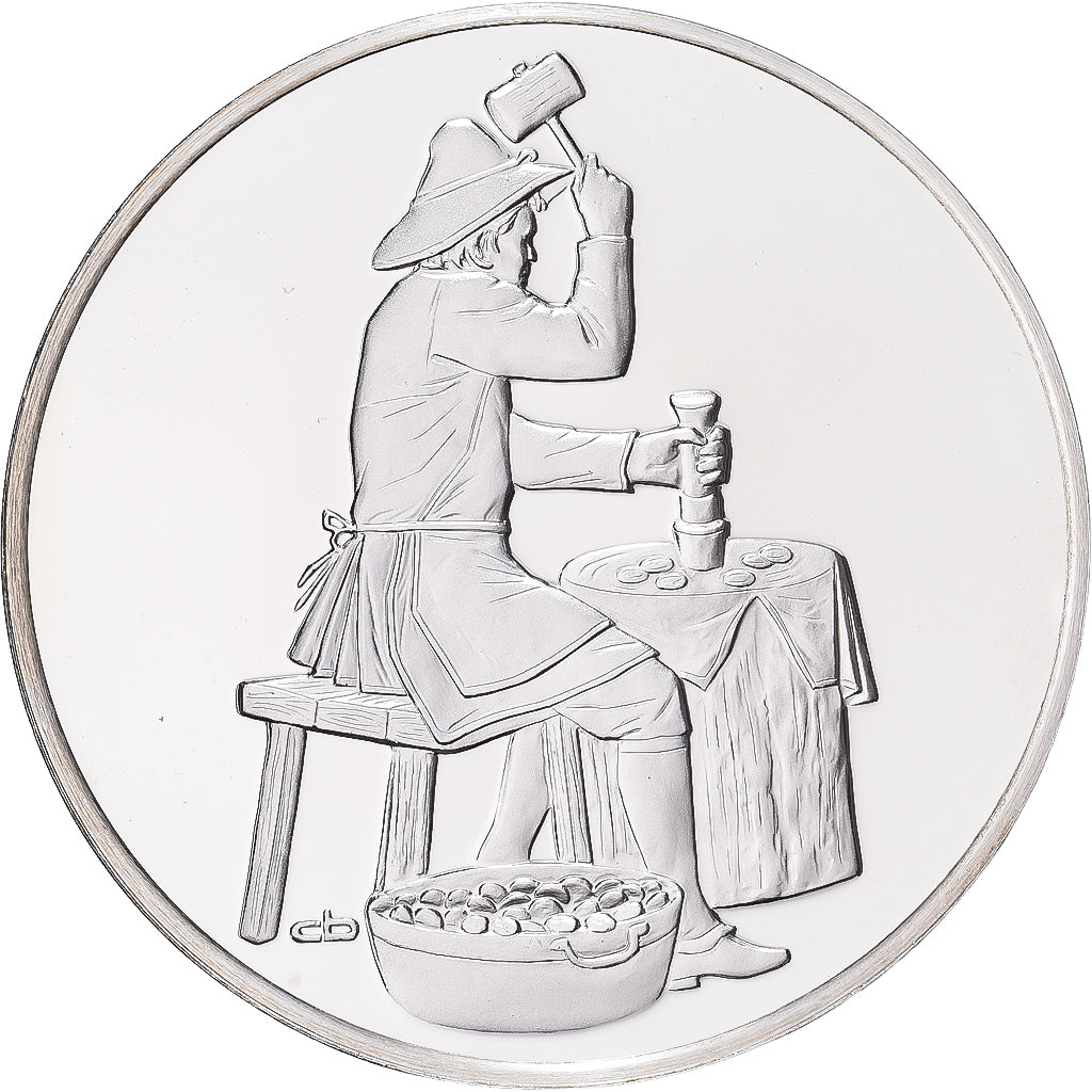 France, Medal, Les Premières Monnaies Frappées à Monaco, 1976, Silver