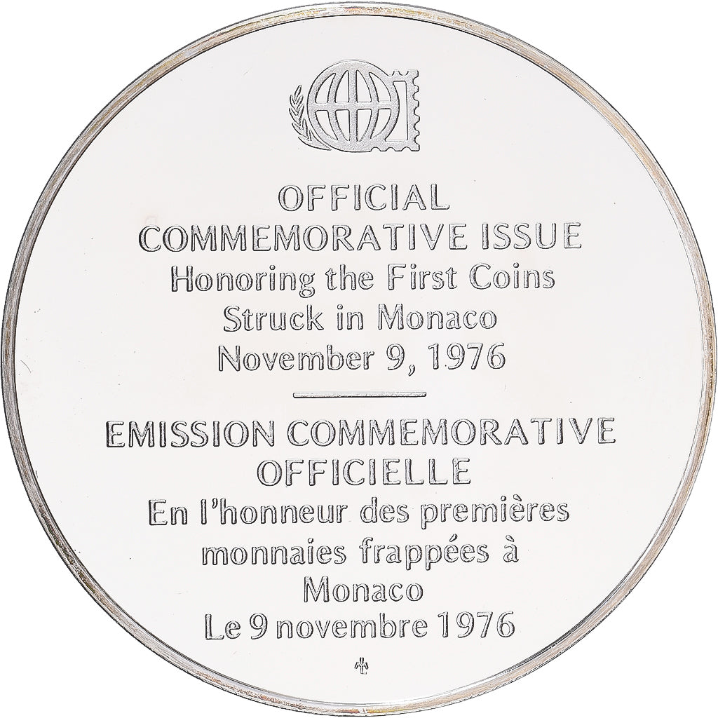 France, Medal, Les Premières Monnaies Frappées à Monaco, 1976, Silver