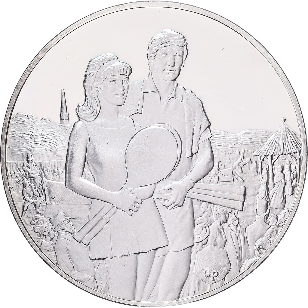 France, Medal, Tennis, Centenaire de Wimbledon, 1977, Silver, MS(65-70)
