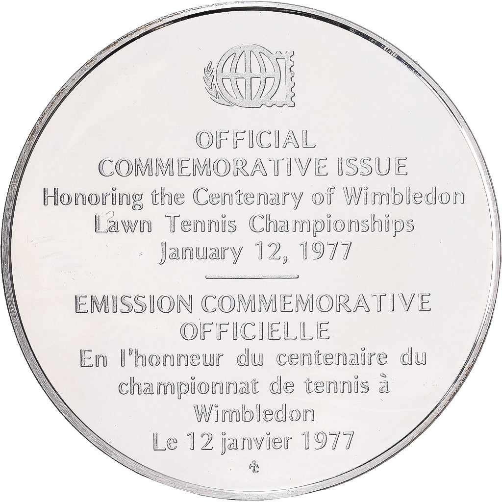 France, Medal, Tennis, Centenaire de Wimbledon, 1977, Silver, MS(65-70)