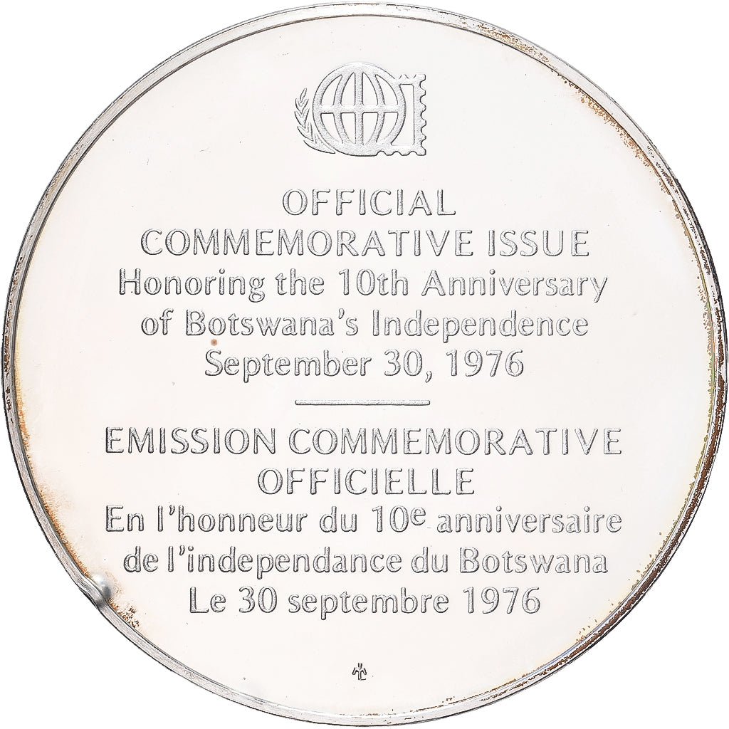 France, Medal, 10ème Anniversaire de l'Indépendance du Botswana, 1976, Silver