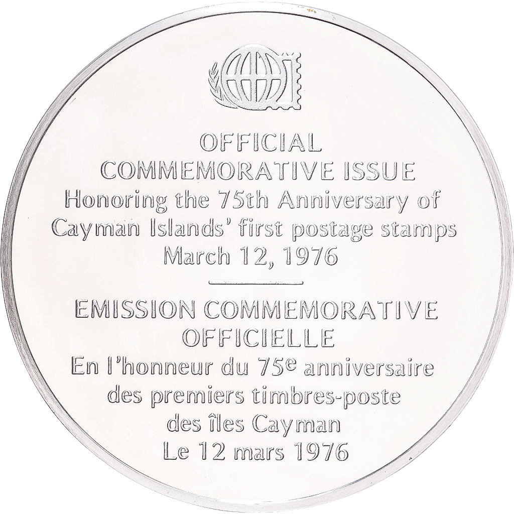 Francia, medaglia, 75ème Anniversaire des Timbres-Poste des Iles Cayman, 1976