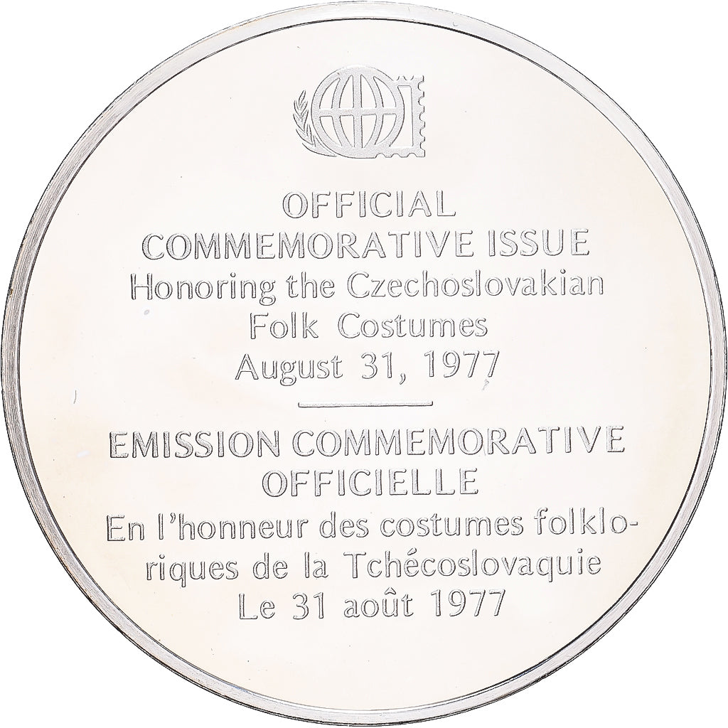 France, Medal, Costumes Folkloriques de la Tchécoslovaquie, 1977, Silver