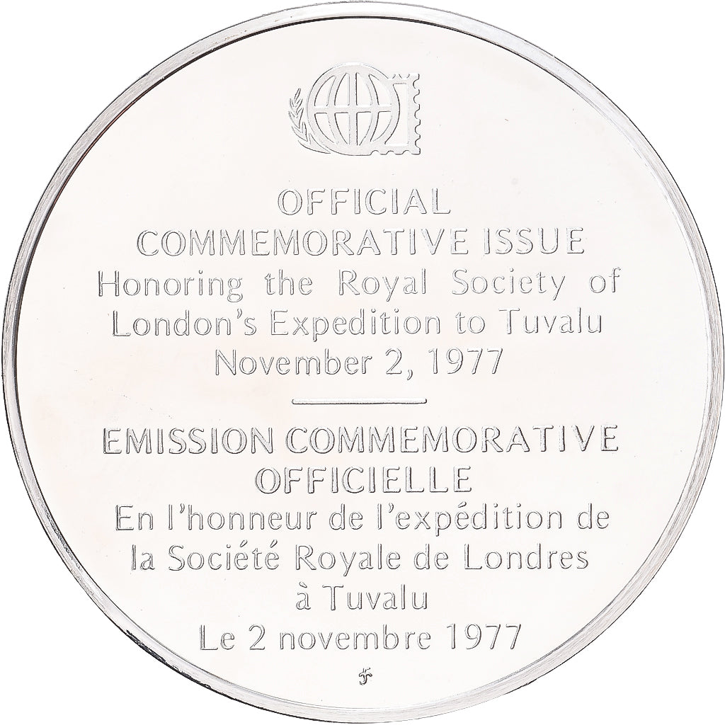 Francia, medalla, Expédition de la Société Royale de Londres à Tuvalu, 1977