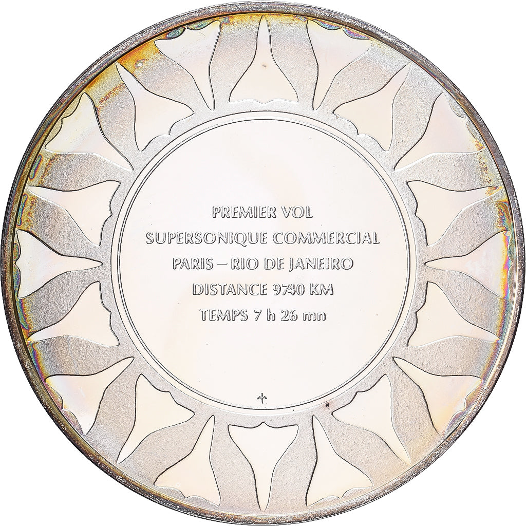 France, Medal, Premier Vol Supersonique, Commercial, Paris-Rio, 1976, Silver