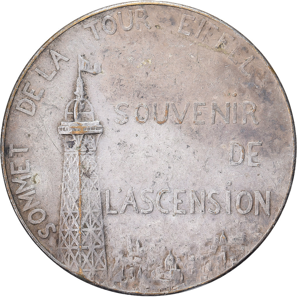 France, Medal, Souvenir d'Ascension de la Tour Eiffel, Silvered bronze