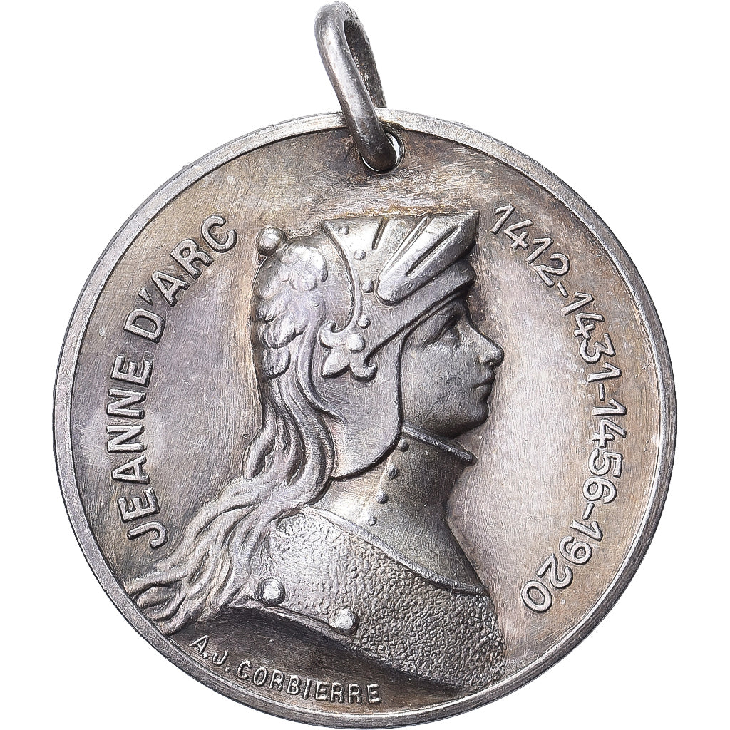 France, Medal, Jeanne d'Arc, Ville de Paris, Silvered bronze, Corbierre