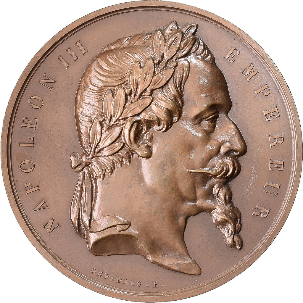 France, Medal, Napoléon III, Réunion du Louvre et des Tuileries, Bronze